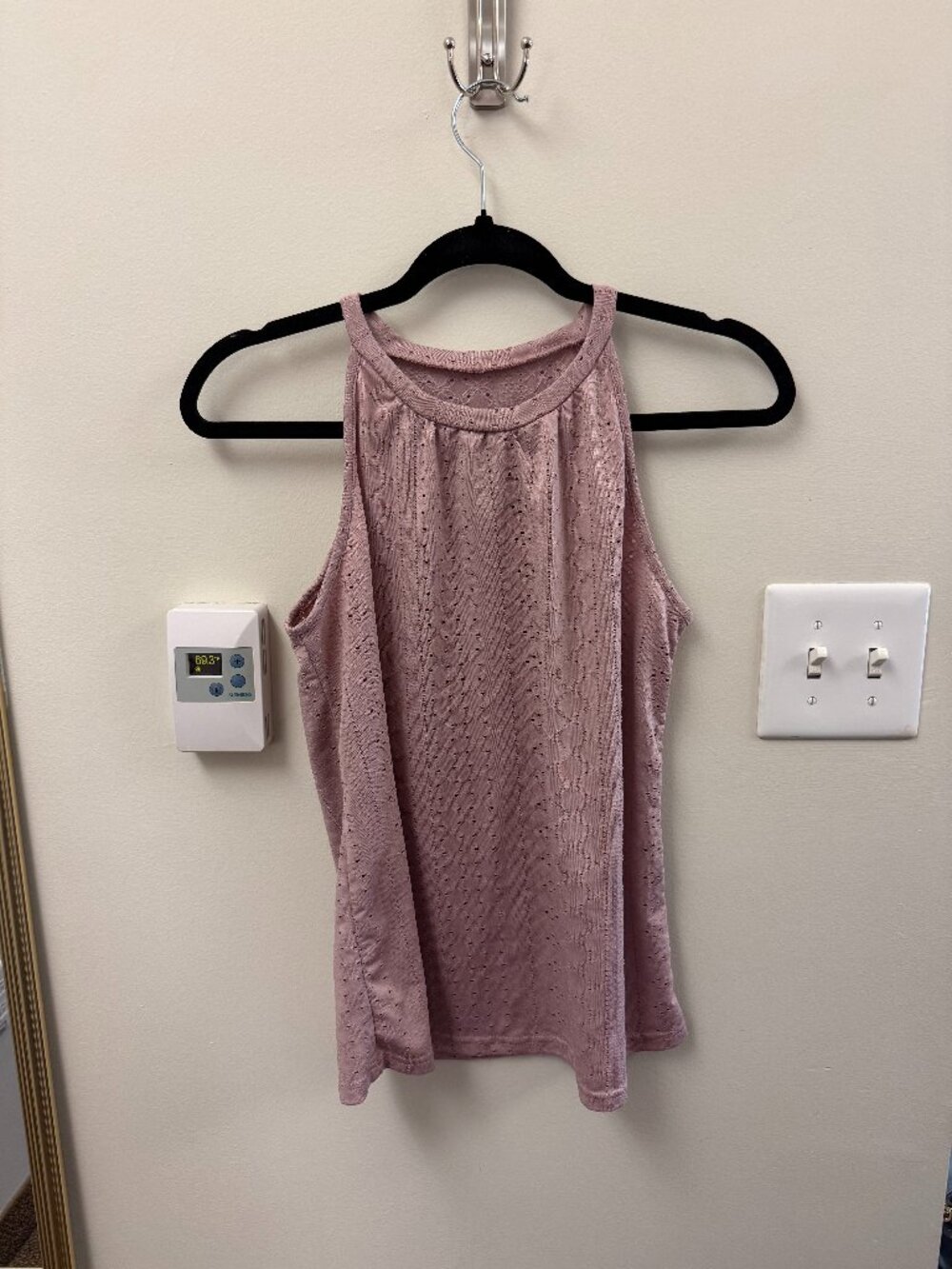 rosy pink top with high neck